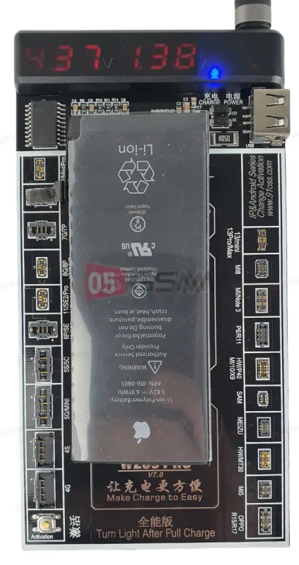 Плата для теста и подзарядки аккумулятора OssTeam W209PRO V7 (iPhone 6-13PM/Android) фото в интернет-магазине 05gsm.ru