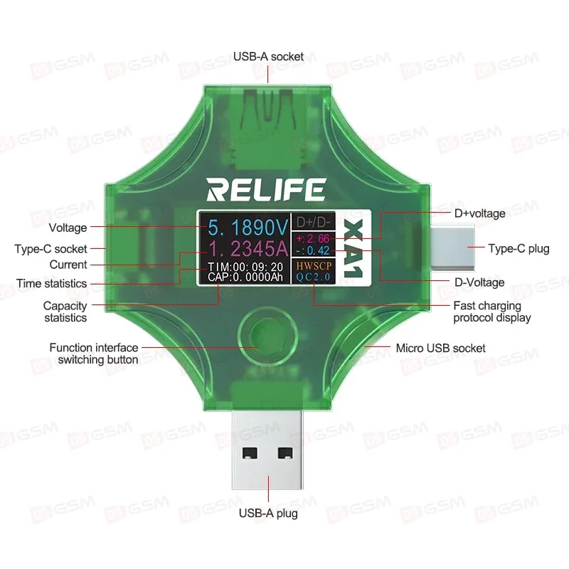 Тестер USB Relife XA1 фото в интернет-магазине 05gsm.ru
