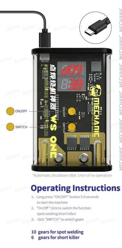 Сварка точечная с шорткиллером Mechanic WS ONE (Портативная) фото в интернет-магазине 05gsm.ru
