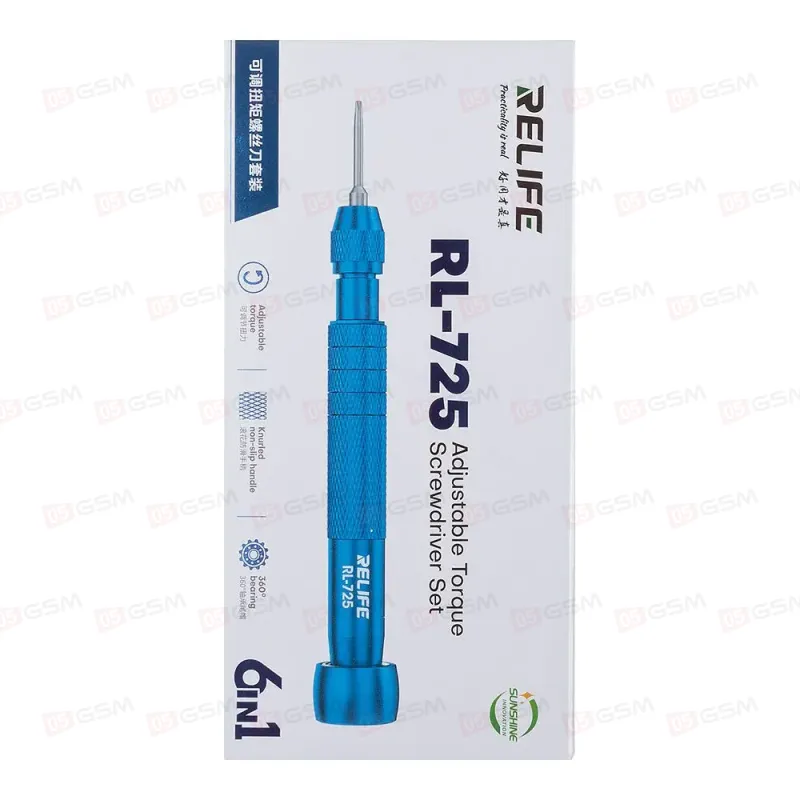 Отвертка динамометрическая Relife RL-725 (Набор из 5 бит) фото в интернет-магазине 05gsm.ru