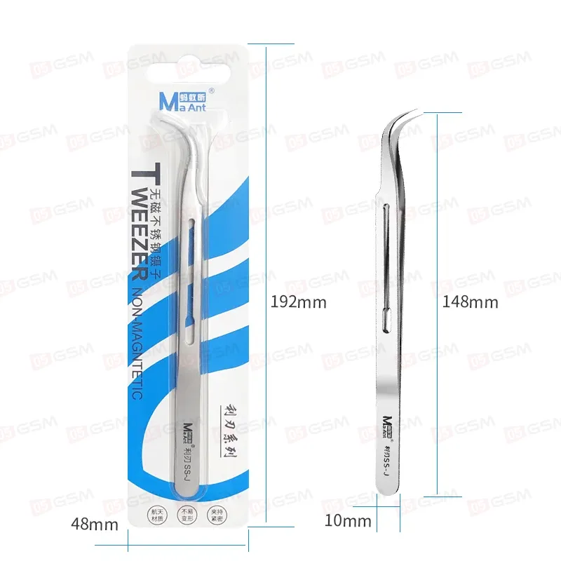 Пинцет изогнутый MaAnt SS-J (Немагнитный) фото в интернет-магазине 05gsm.ru