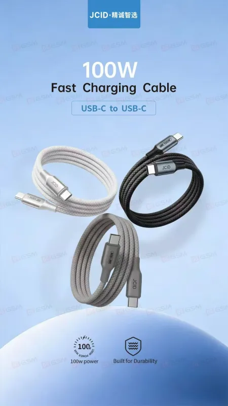 Кабель зарядки JCID-01 (Type-C → Type-C; 100W; 1.2 м; черный) фото в интернет-магазине 05gsm.ru