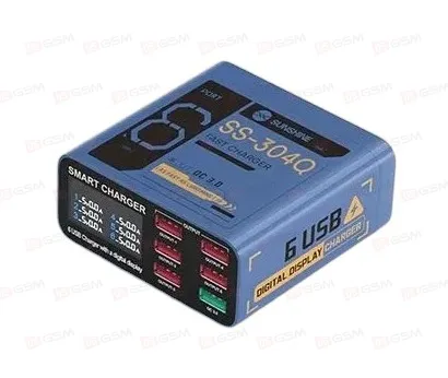 Многопортовое зарядное устройство Sunshine SS-304Q (6 портов; 40 Вт; QC 3.0; синий) фото в интернет-магазине 05gsm.ru