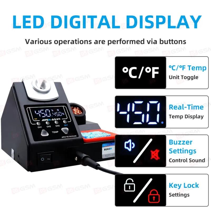 Паяльная станция Aifen A5 Pro (Ручка 210 и 1 жало) фото в интернет-магазине 05gsm.ru