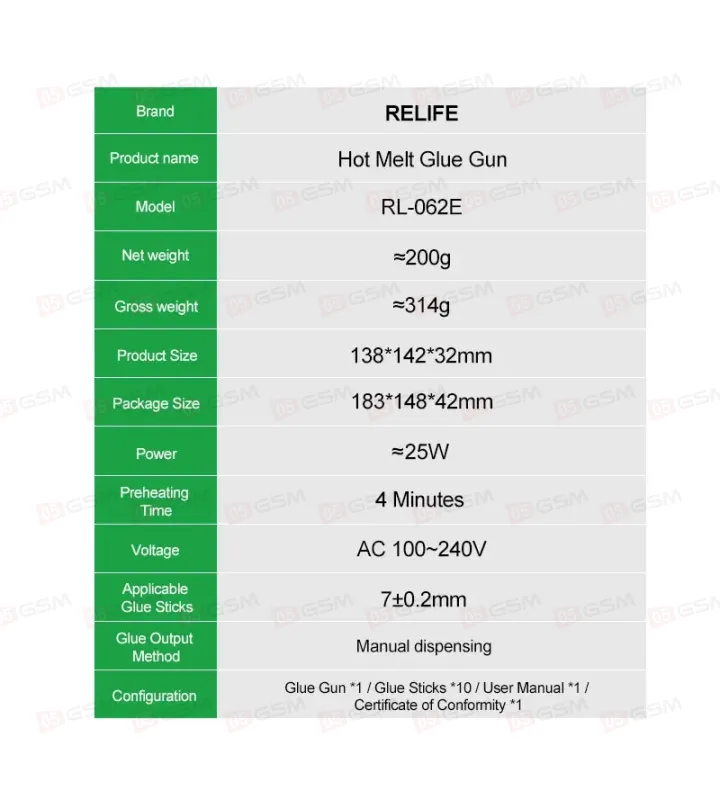 Термопистолет клеевой Relife RL-062E фото в интернет-магазине 05gsm.ru