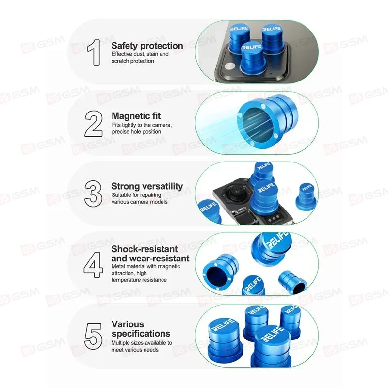 Насадки для защиты камер Relife RL-099 (9/11/12/13 мм; магнитная защита от царапин при ремонте) фото в интернет-магазине 05gsm.ru