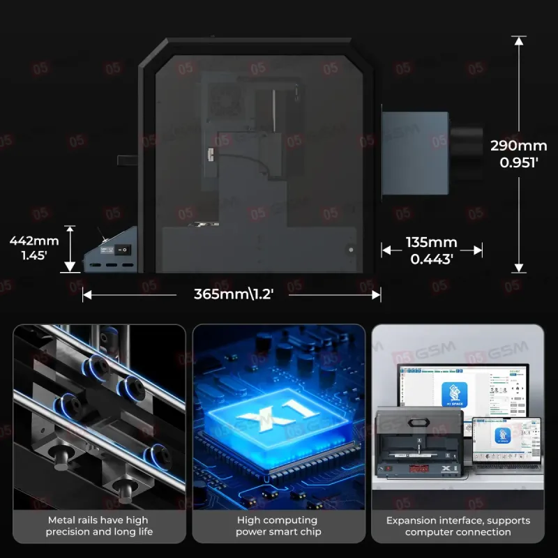 Лазерный аппарат с плоттером Xwitzeal X1 (Для выжигания крышек, гравировки и вырезания пленок) фото в интернет-магазине 05gsm.ru
