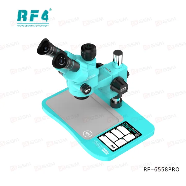 Микроскоп тринокулярный RF4 RF-6558PRO с подсветкой (65-58X; бирюзовый) фото в интернет-магазине 05gsm.ru