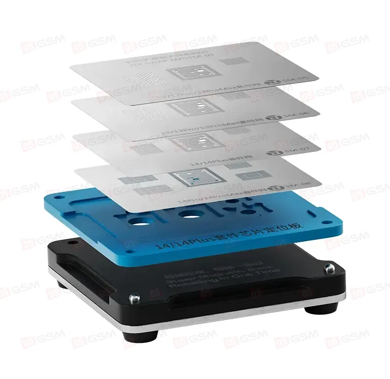 Набор трафаретов для микросхем с держателем JTX Swap Master (iPhone 8-15 Pro Max) фото в интернет-магазине 05gsm.ru