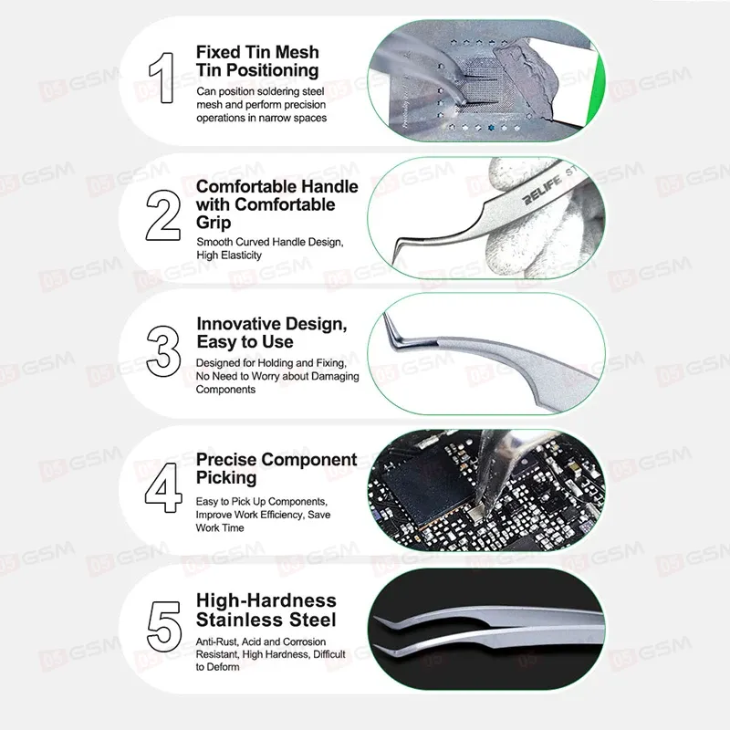 Пинцет изогнутый Relife ST-17A фото в интернет-магазине 05gsm.ru