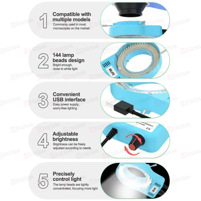 Подсветка на микроскоп Relife RL-033M (144 LED) фото в интернет-магазине 05gsm.ru