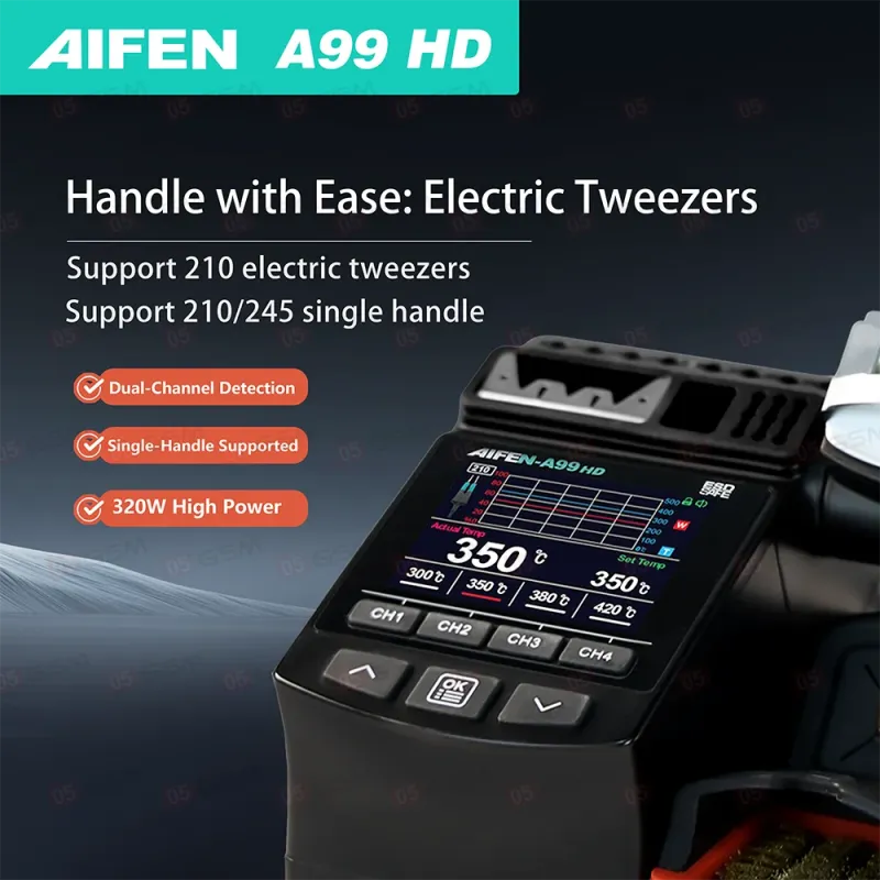 Паяльная станция Aifen A99 HD (Ручка-пинцет и 4 жала) фото в интернет-магазине 05gsm.ru