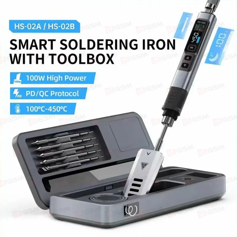 Паяльник портативный с кейсом Fnirsi HS-02A High version (6 жал C245; неавтономный) фото в интернет-магазине 05gsm.ru