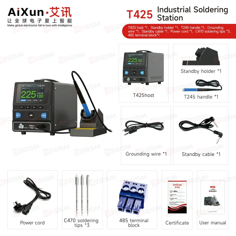 Паяльная станция Aixun T425 (Ручка 245 и 3 жала C470) фото в интернет-магазине 05gsm.ru
