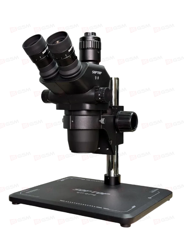 Микроскоп тринокулярный SopTop 9 Elite с подсветкой и линзой (6.7-45X; активный глаз; черный) фото в интернет-магазине 05gsm.ru