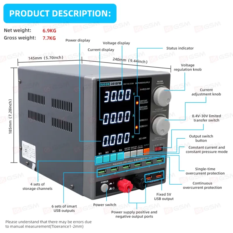 Блок питания Sugon 3010PM (Линейный; программируемый; 30 В; 10 А) фото в интернет-магазине 05gsm.ru
