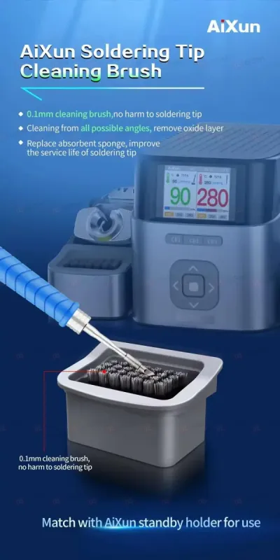 Силиконовый лоток с щеткой для очистки жала Aixun Cleaning Brush фото в интернет-магазине 05gsm.ru