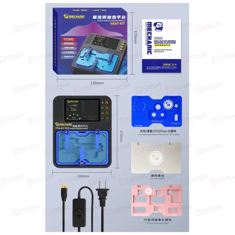 Нижний подогрев плат Mechanic Heat Kit (iPhone X-14series + faceid + android) фото в интернет-магазине 05gsm.ru