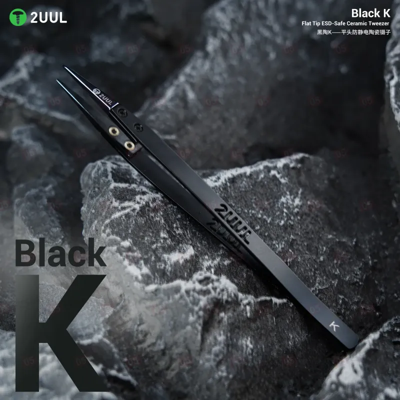 Пинцет прямой 2UUL TW32 Black K (Керамический; антистатический; плоский) фото в интернет-магазине 05gsm.ru