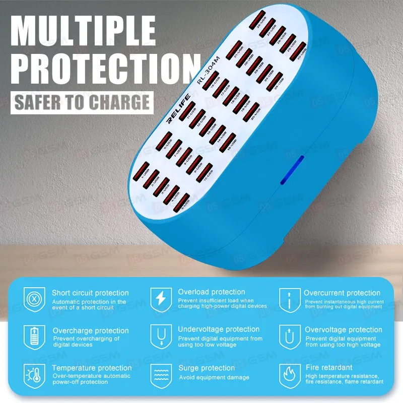 Многопортовое зарядное устройство Relife RL-304M (30 портов) фото в интернет-магазине 05gsm.ru