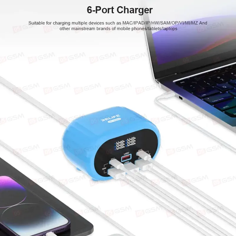 Многопортовое зарядное устройство Relife RL-309U Silver (6 портов; 72 Вт; серый) фото в интернет-магазине 05gsm.ru