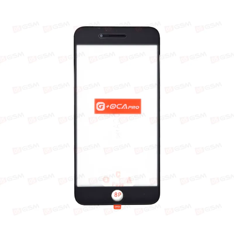 Стекло G+OCA iPhone 8G+ черное с РАМКОЙ+OCA пленка фото в интернет-магазине 05gsm.ru