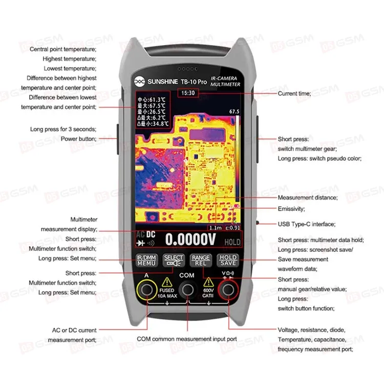 Тепловизор-мультиметр Sunshine TB-10 Pro (С макрорежимом) фото в интернет-магазине 05gsm.ru