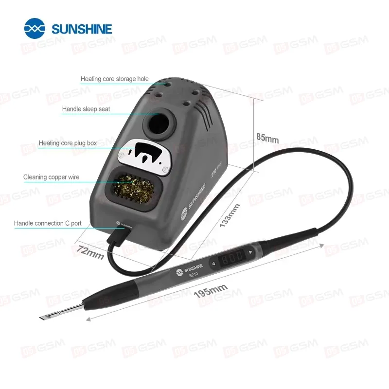 Паяльник портативный с держателем Sunshine S210 Pro (1 жало C210; неавтономный) фото в интернет-магазине 05gsm.ru