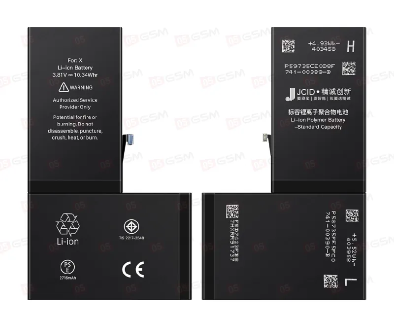 Аккумулятор iPhone X (JCID; Standard Capacity; 2716 мАч) фото в интернет-магазине 05gsm.ru