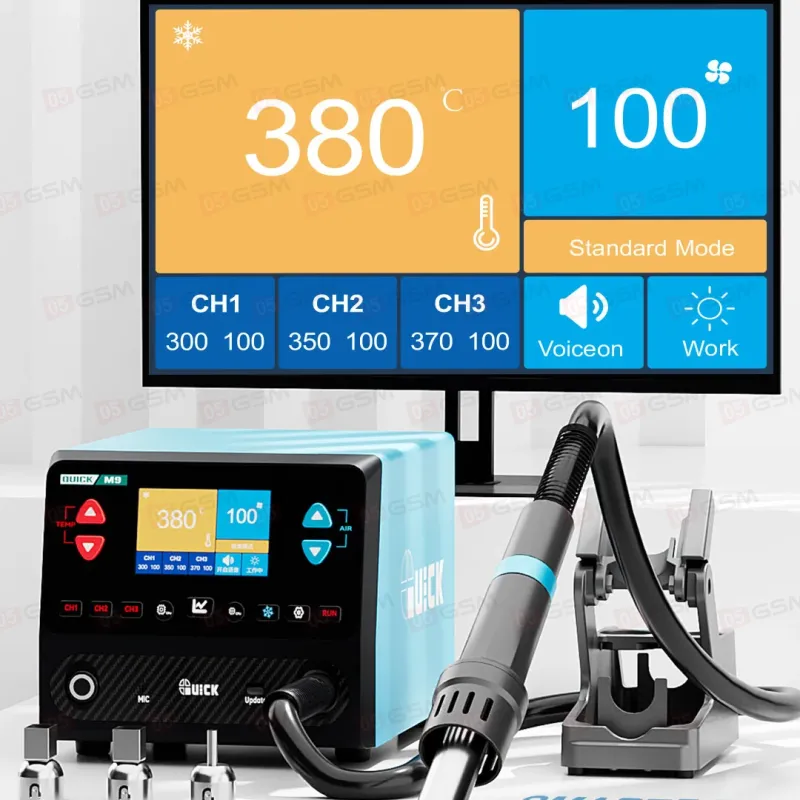 Термовоздушный фен с голосовым управлением Quick M9 (Паяльная станция) фото в интернет-магазине 05gsm.ru