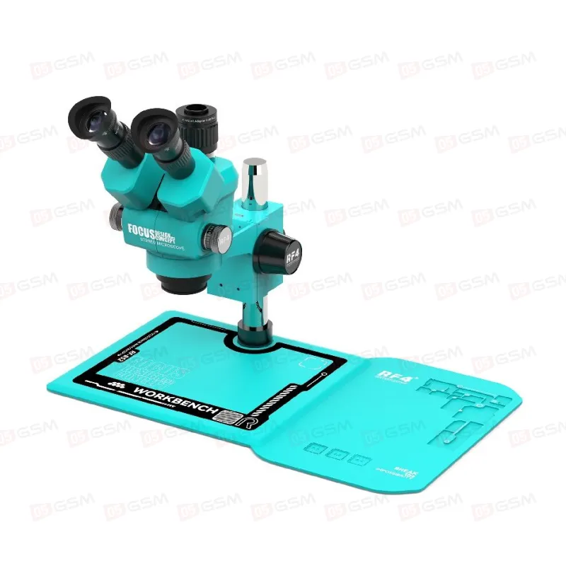 Микроскоп тринокулярный RF4 RF-55-B52 с подсветкой (6.5-55X; бирюзовый) фото в интернет-магазине 05gsm.ru