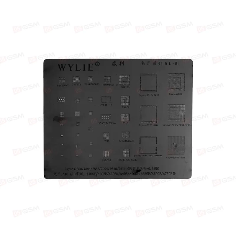 Трафарет для BGA микросхем Wylie WL - 84 (Exynos 7880 / 7884 / 7885 / 7904 / 9610 / 9611) фото в интернет-магазине 05gsm.ru