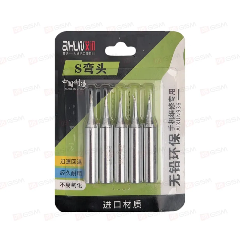 Набор паяльных жал Aixun 936-S (Изогнутые; 5 штук) фото в интернет-магазине 05gsm.ru