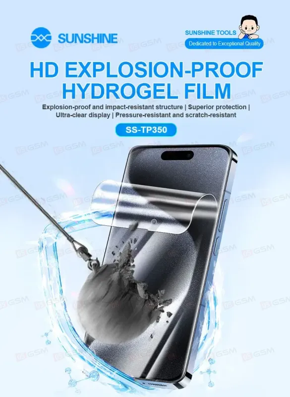 Пленка гидрогелевая для плоттера Sunshine SS-TP350 TPU-HD (Глянцевая; 1 штука; 120x180 мм) фото в интернет-магазине 05gsm.ru