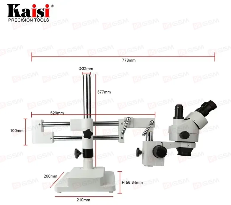 Микроскоп тринокулярный Kaisi STL2-37045 со штативом STL2 (7-45X; белый) фото в интернет-магазине 05gsm.ru