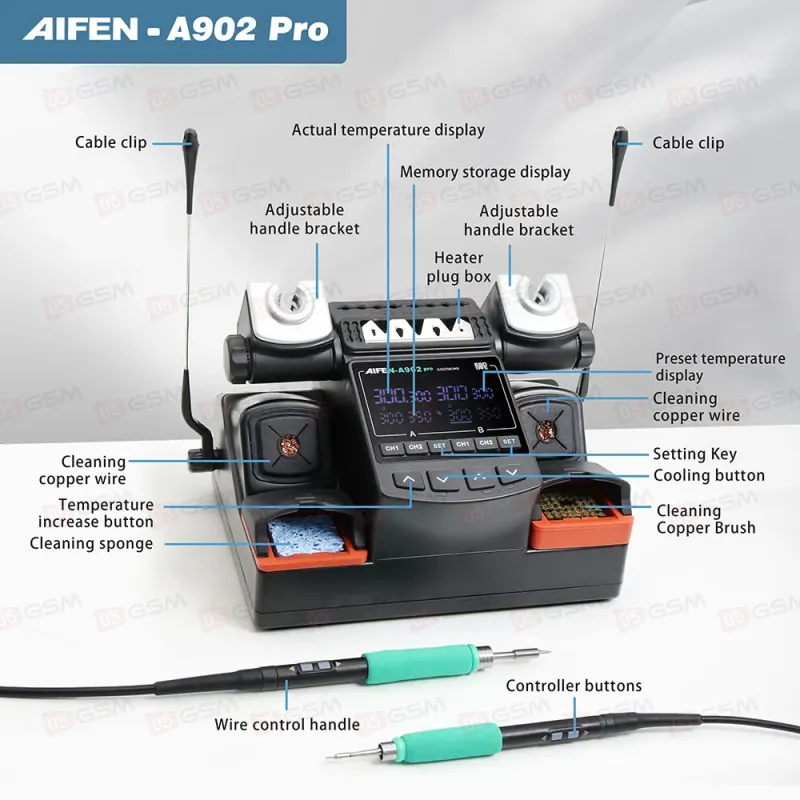 Паяльная станция Aifen A902 Pro (Ручки 210+245 и 6 жал) фото в интернет-магазине 05gsm.ru
