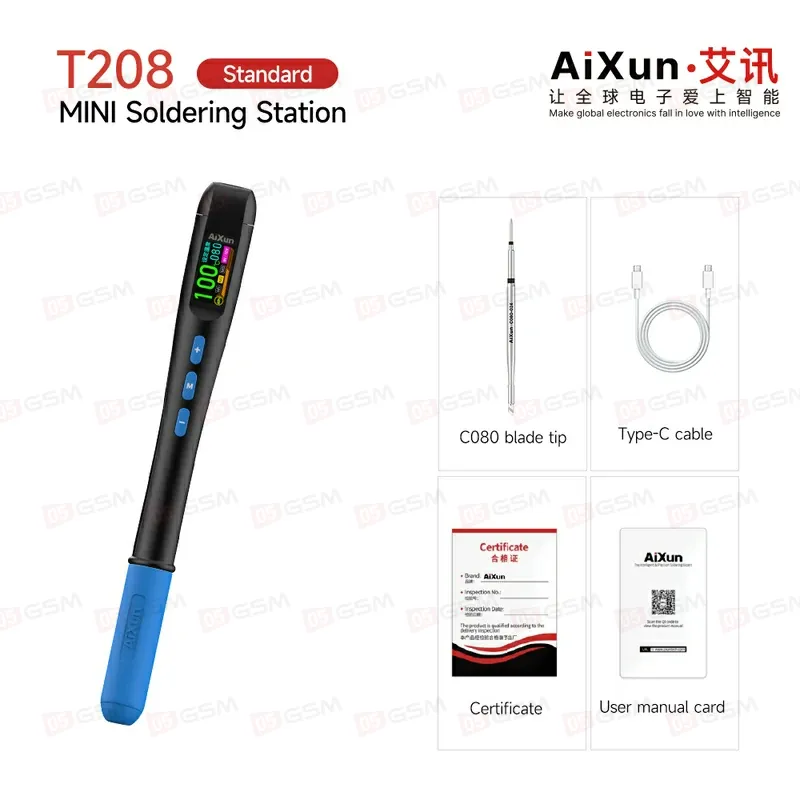 Паяльник портативный Aixun T208 (1 жало C080; неавтономный) фото в интернет-магазине 05gsm.ru