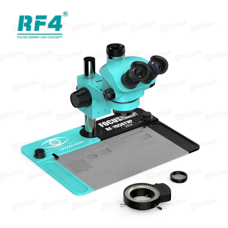 Микроскоп тринокулярный RF4 RF-7050TVP с подсветкой (7-50X; бирюзовый) фото в интернет-магазине 05gsm.ru