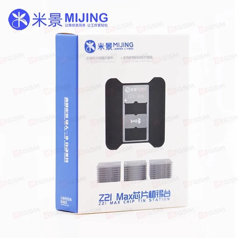 Набор трафаретов для BGA микросхем с держателями Mijing Z21 Max (CPU Apple A8-A19 Pro + Android) фото в интернет-магазине 05gsm.ru