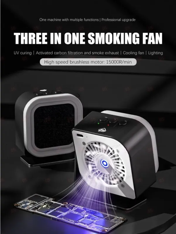 Дымоотвод c УФ-лампой, кулером и подсветкой TBK-F001 (Черный) фото в интернет-магазине 05gsm.ru