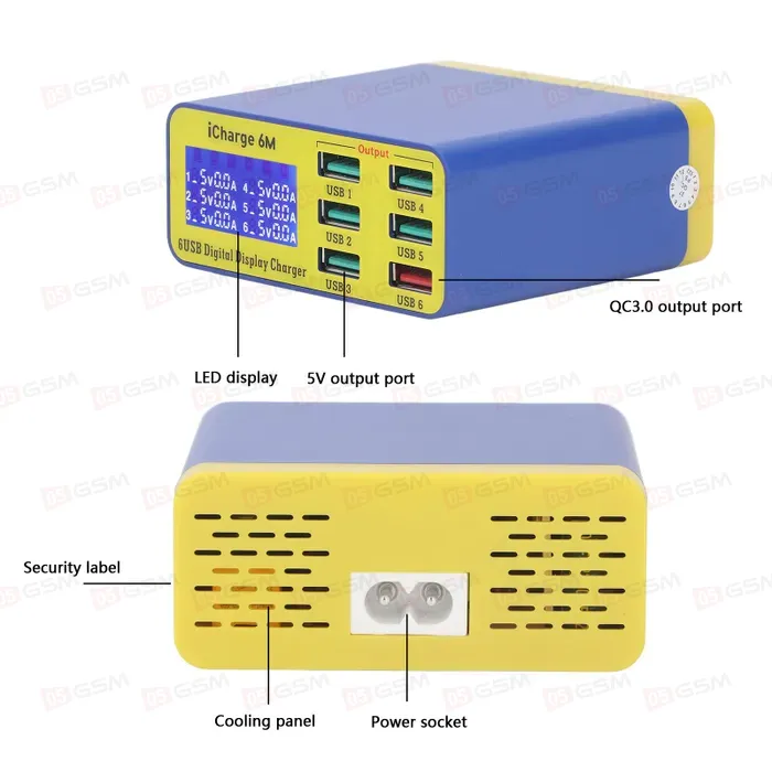 Многопортовое зарядное устройство Mechanic iCharger 6M (6 портов) фото в интернет-магазине 05gsm.ru