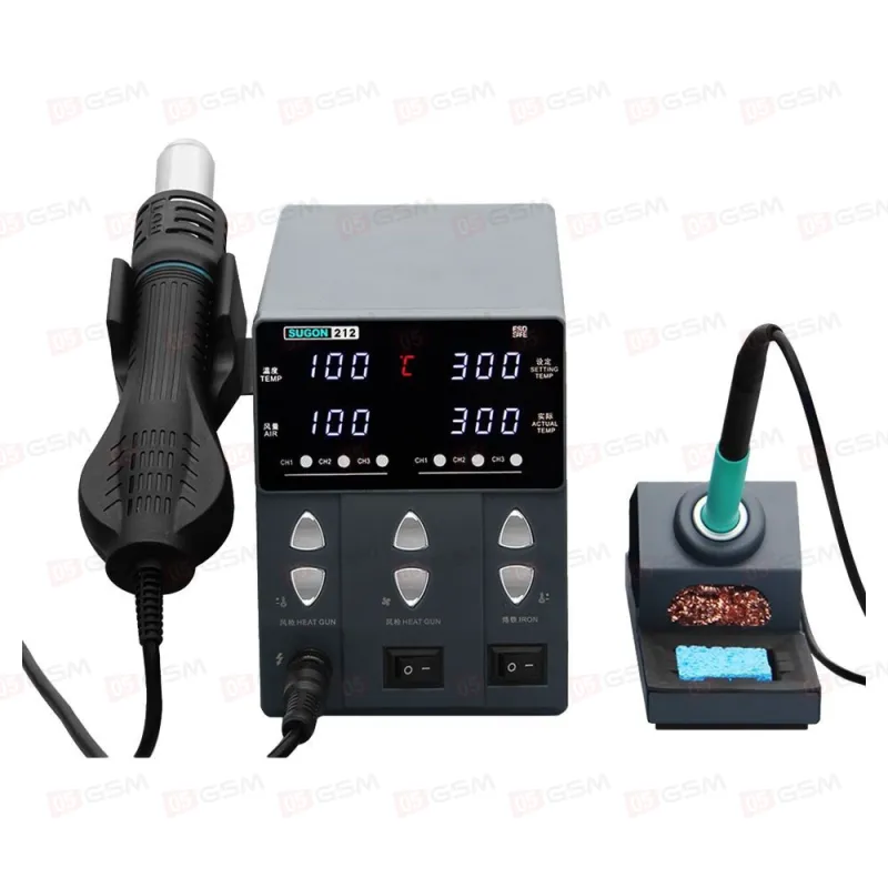 Паяльная станция с термофеном Sugon 212 (Ручка T12) фото в интернет-магазине 05gsm.ru