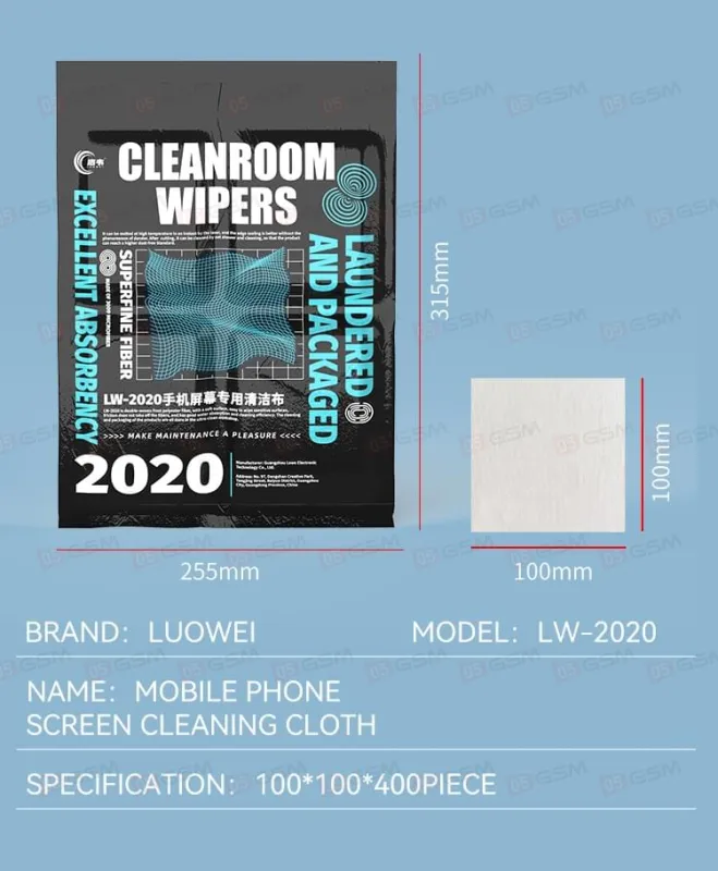 Салфетки безворсовые Luowei LW-2020 (100 штук) фото в интернет-магазине 05gsm.ru