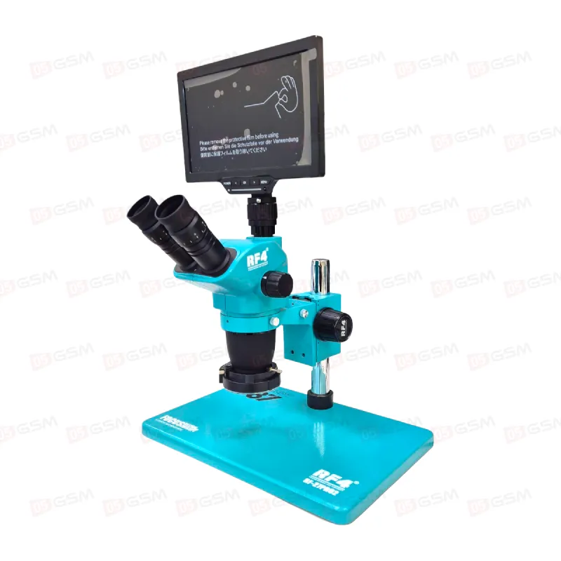 Микроскоп тринокулярный RF4 RF-27PRO2 с камерой, монитором и подсветкой (6.5-55X; бирюзовый) фото в интернет-магазине 05gsm.ru